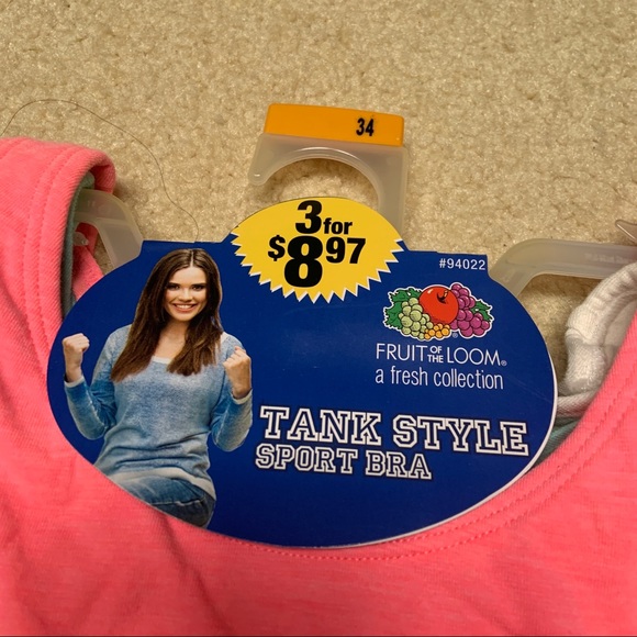 3 Pack of Fruit of the Loom Girls’ Tank Style Sports Bra NWT - Picture 2 of 6